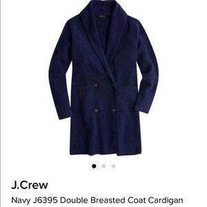 J Crew J6395 Navy Double Breasted Long Cardigan Jacket